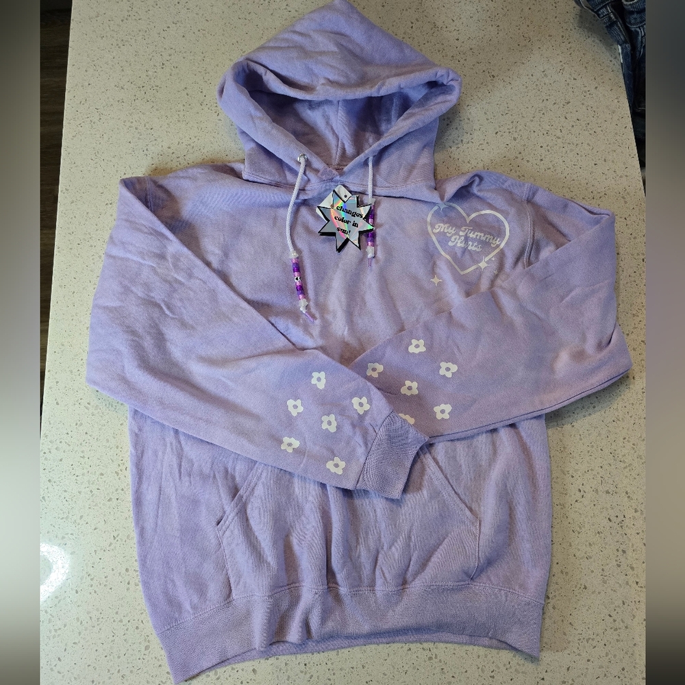COLOR CHANGING IN SUNLIGHT!Lavender Hoodie My Tummy Hurts Crewneck